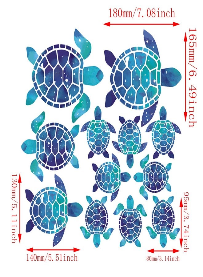 DGBRSM 12pcs Sea Turtle Vinyl Stickers Underwater Ocean Decals Waterproof Wall Sticker Home and Bedroom Decoration, DIY Accessories, Blue - Image 2