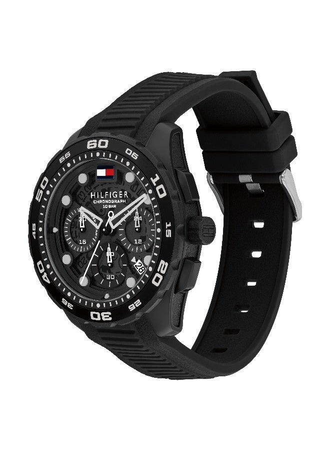 Tommy Hilfiger Men's Chronograph Watch with Black Dial and Black Silicone Strap - 1792233 - Image 2