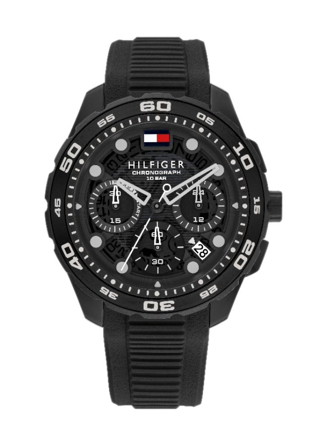 Tommy Hilfiger Men's Chronograph Watch with Black Dial and Black Silicone Strap - 1792233 - Image 1