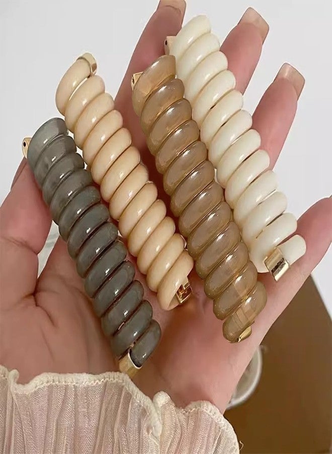 IPEWOEF 6pcs Spiral Telephone Wire Hair Ties - Elastic Coil Phone Cord Ponytail Holders for Thick Hair, Solid Colors, Fashion Hair Accessories for Women and Girls - Image 4