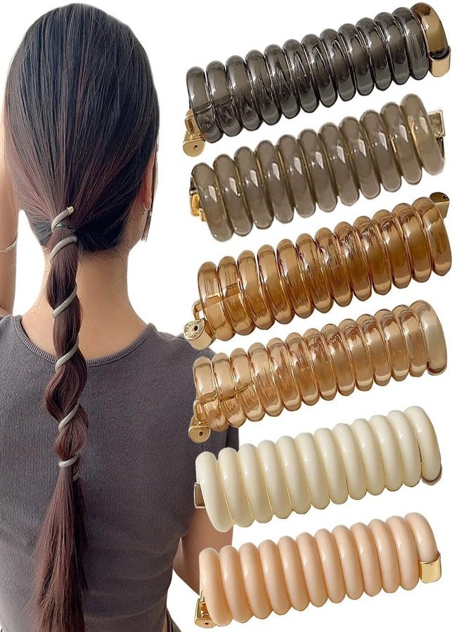 IPEWOEF 6pcs Spiral Telephone Wire Hair Ties - Elastic Coil Phone Cord Ponytail Holders for Thick Hair, Solid Colors, Fashion Hair Accessories for Women and Girls - Image 1