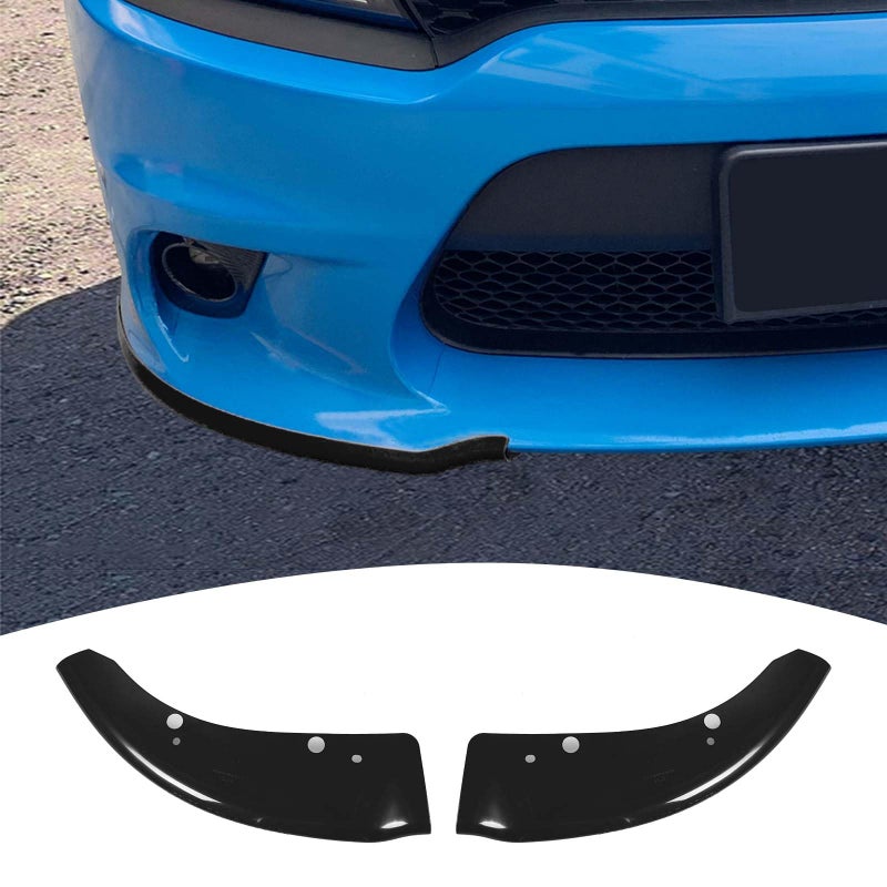 PDKLIN for Charger Front Bumper Lip Splitter Protector Cover Trim for 20152023 Dodge Charger Black Exterior Accessories 2pcs Not for SXTWidebody