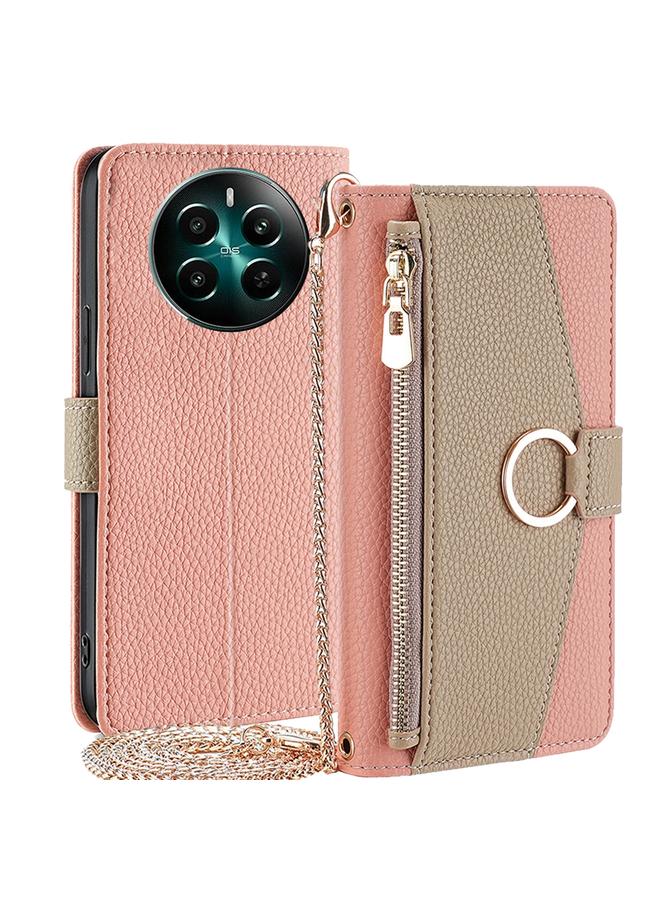 اس-توب جراب هاتف Realme 12+ 5G Crossbody من الجلد بملمس الليتشي - Image 1