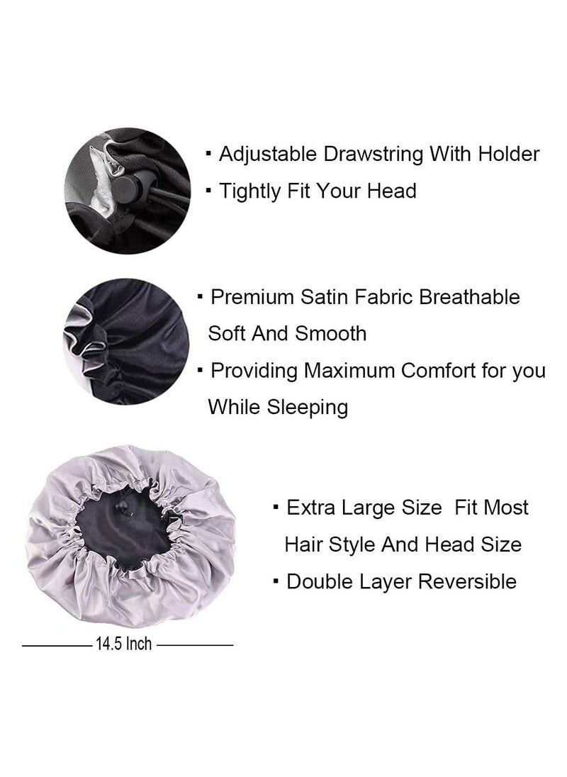 ORiTi Womens Adjustable Reversible Satin Bonnet Soft Double Sided Sleep Cap Protects Natural Hair Assorted Colors  - Image 4