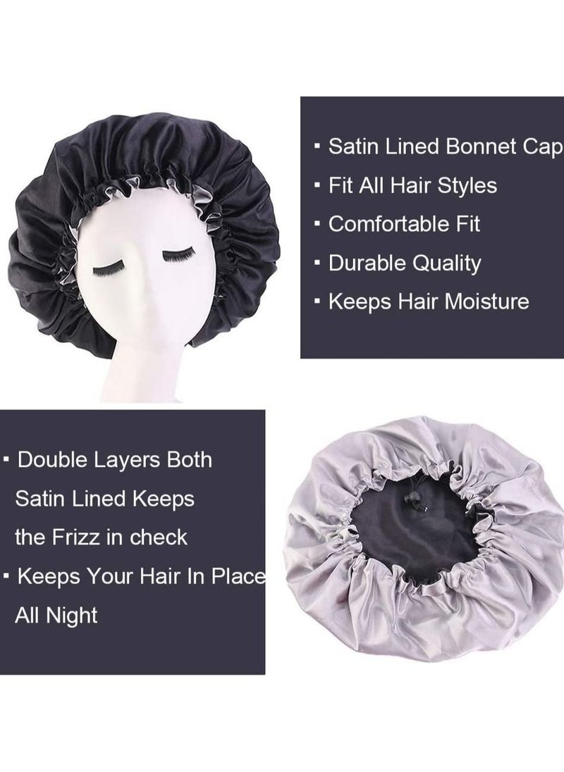 ORiTi Womens Adjustable Reversible Satin Bonnet Soft Double Sided Sleep Cap Protects Natural Hair Assorted Colors  - Image 3