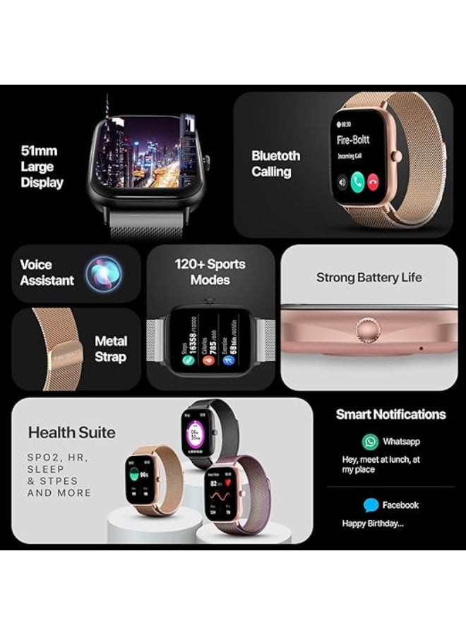 Fire-Boltt Ninja Call Pro Max Ultra Bluetooth Calling Smart Watch, 2.01" HD Display, 120+ Sports Modes, Health Suite, AI Voice Assistance, SpO2 Smartwatch for Men & Women - Rainbow Link - Image 2