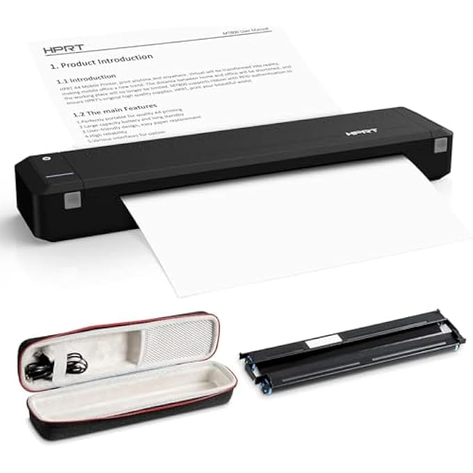 WIRELESS BLUETOOTH SMALL PRINTER MT800, COMPATIBLE WITH ANDRIOD& IOS, LAPTOP, COMPUTERS PC,SUPPORT 8.5" X 11" US LETTER & A4 SIZE PAPER (BLACK) - Image 1