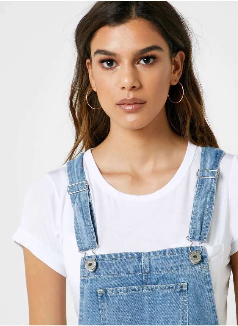 Cotton On Raw Hem Denim Pinafore Dress