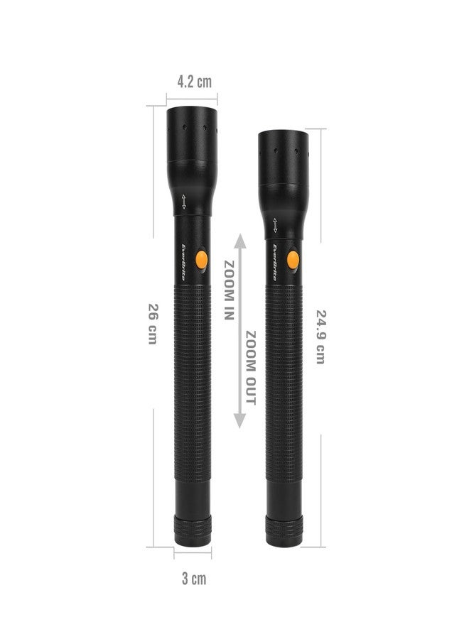 إيفربايت مصباح يدوي تكتيكي فائق السطوع من إيفر برايت، بقوة 900 لومن، قابل للتكبير والتصغير مع ضبط التركيز، 3 أوضاع إضاءة، مصباح يدوي متين مصنوع من الألومنيوم، مثالي لمستلزمات التخييم في حالات الأعاصير، يتضمن 3 بطاريات قلوية من نوع C. - Image 4