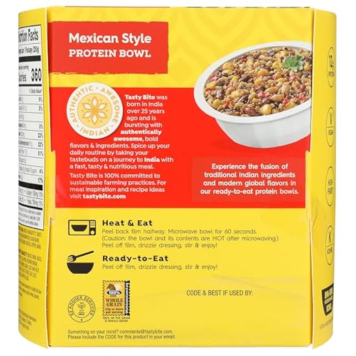 Tasty Bite وعاء بروتين مكسيكي لذيذ 8.8 أونصة - Image 2