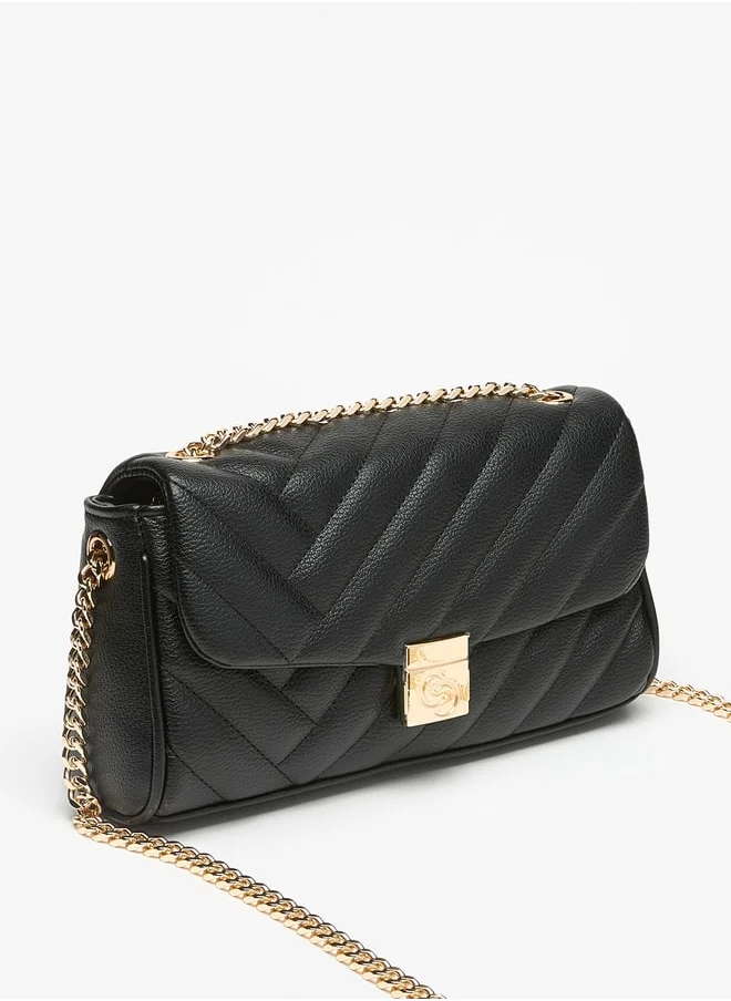 سيليست Quilted Crossbody Bag with Chain Strap and Flap Closure
