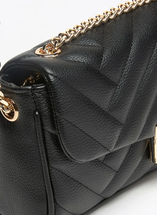 Celeste Quilted Crossbody Bag with Chain Strap and Flap Closure