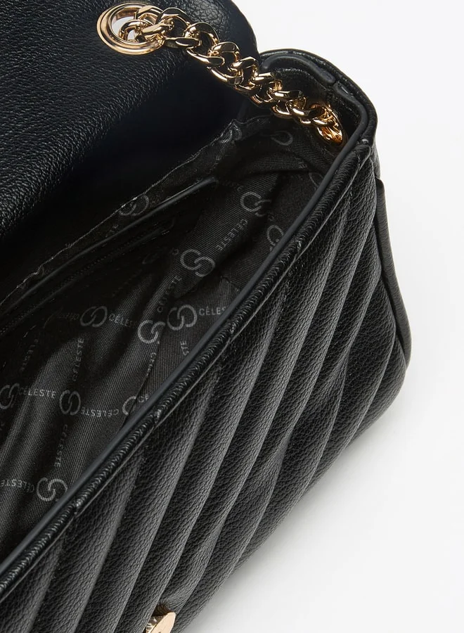 Celeste Quilted Crossbody Bag with Chain Strap and Flap Closure