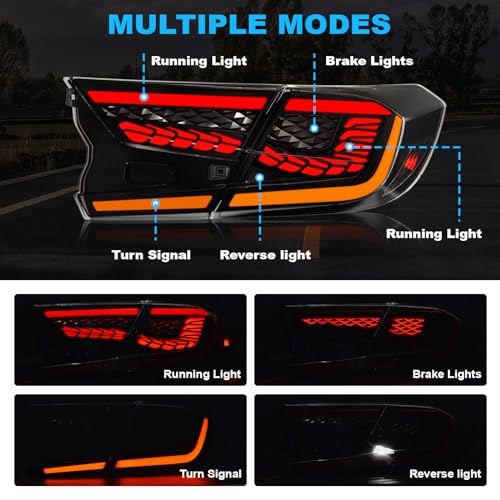 SINYATO INDUST LED Tail Lights for Honda Accord 10th Gen 2018-2022, 3D Dragon Scale Design with Starting Animated, Dynamic Turn Signals, Brake & Reverse Lights - Image 2