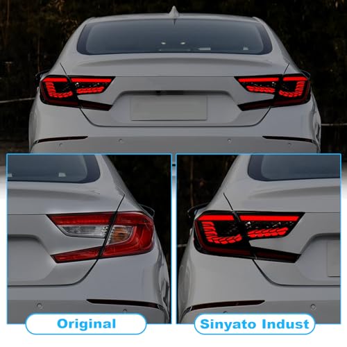 SINYATO INDUST LED Tail Lights for Honda Accord 10th Gen 2018-2022, 3D Dragon Scale Design with Starting Animated, Dynamic Turn Signals, Brake & Reverse Lights - Image 5