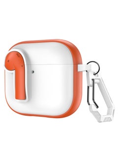 Suitable For Apple Airpods 4 Protective Case With Lock Switch Creative Headset Bluetooth Case Pro2 Soft Drop-proof Case-Color:White Orange-Applicable Models:Airpods Pro