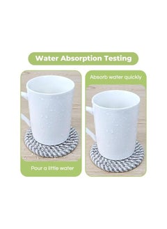 The Bros Absorbent Cotton Coasters Set, 8 Pcs with Holder, 4 Colors, 4.3 Inch, for Drinks, Coffee Table, Home Decor, Bar, Housewarming Gift (A灰系)  - Image 5