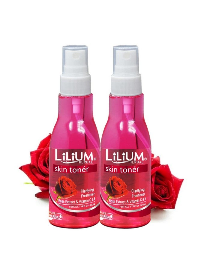 Lilium Herbal Rose Skin Toner For Glowing Skin, Hydrate, Nourish, Pore Tightening & Mild Exfoliation Suitable For All Skin Type, Oily, Dry, Sensitive & Normal, Women & Men, 100ml, Pack Of 2 - Image 1