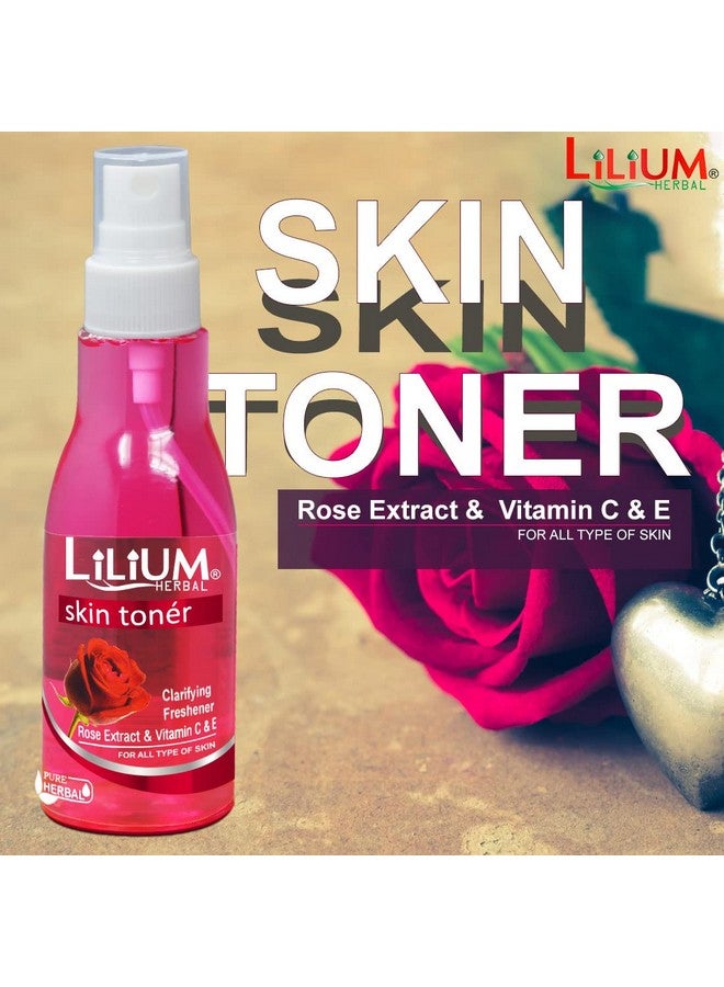 Lilium Herbal Rose Skin Toner For Glowing Skin, Hydrate, Nourish, Pore Tightening & Mild Exfoliation Suitable For All Skin Type, Oily, Dry, Sensitive & Normal, Women & Men, 100ml, Pack Of 2 - Image 2