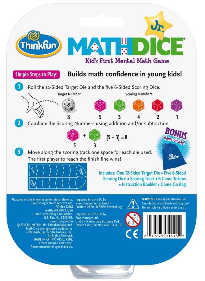thinkfun ThinkFun Math Dice Junior Game - Engaging Math Skills Builder | Perfect for Kids Aged 6+ | Aids in Mental Agility | Toy of the Year Nominee  - Image 4