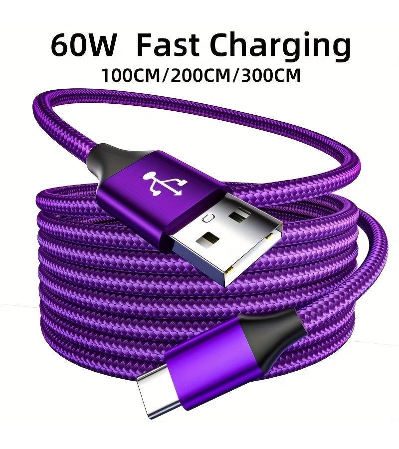 كابل USB-C إلى USB-C للشحن السريع بقدرة 60 واط، بطول 3.3 قدم باللون الأحمر، لنقل البيانات - Image 1