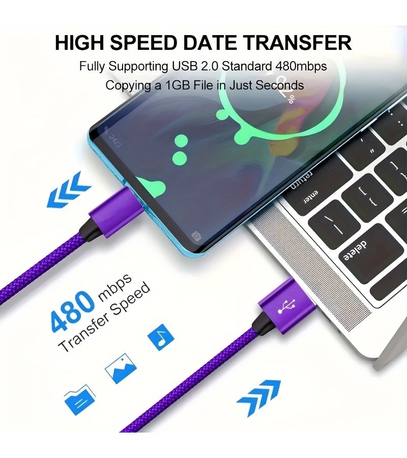 كابل USB-C إلى USB-C للشحن السريع بقدرة 60 واط، بطول 3.3 قدم باللون الأحمر، لنقل البيانات - Image 4