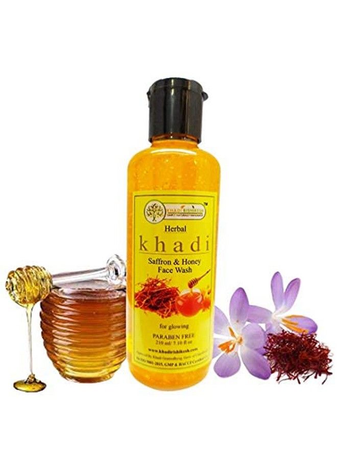 KHADI RISHIKESH Herbal Saffron & Honey Face Wash For Glowing And Softening Your Skin With Vitamin And Antioxidant For Boy Girls Men And Women (210Ml) New Edition - Image 2