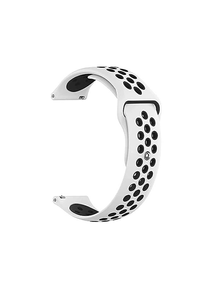 Silicone Band 20mm, Waterproof Soft Silicone Sport Band for Samsung Gear Sport/Samsung Watch 4/5/5 Pro/S2 Classic/Active 2 44/40mm/Amazfit GTS4/GTS3, by TenTech - black & white
