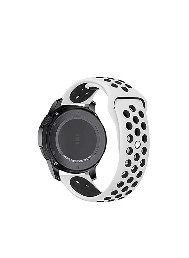 Silicone Band 20mm, Waterproof Soft Silicone Sport Band for Samsung Gear Sport/Samsung Watch 4/5/5 Pro/S2 Classic/Active 2 44/40mm/Amazfit GTS4/GTS3, by TenTech - black & white