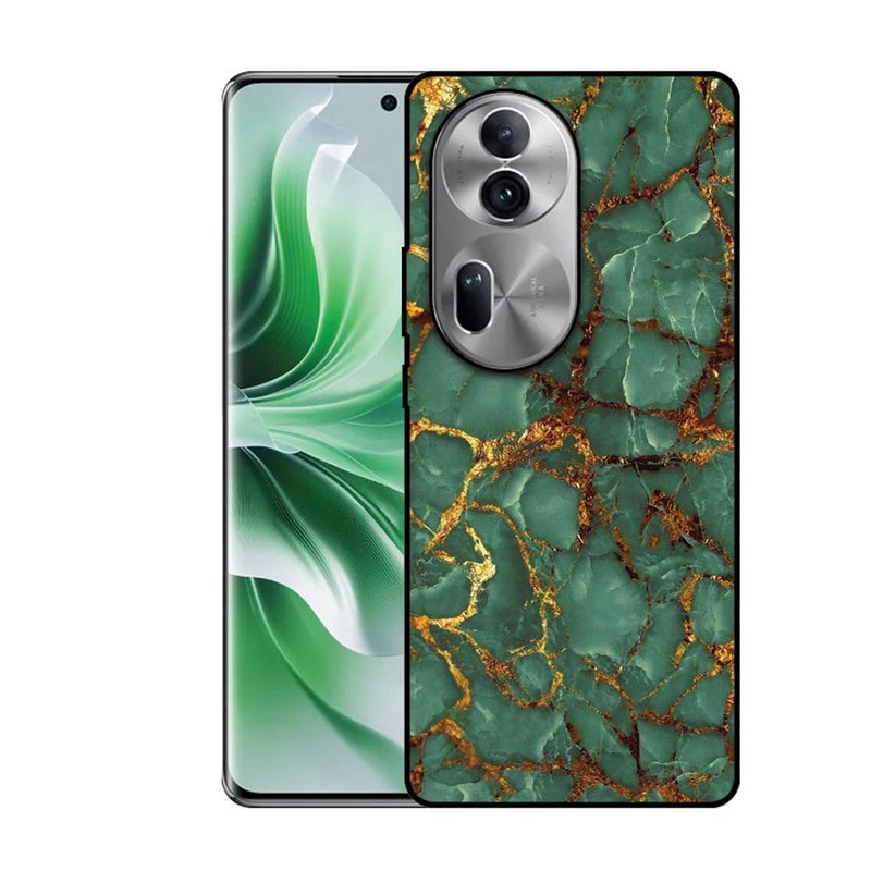 EYE CATCH Printed Protective Case Cover For Oppo Reno 11-  Green & Gold Texture - Image 1