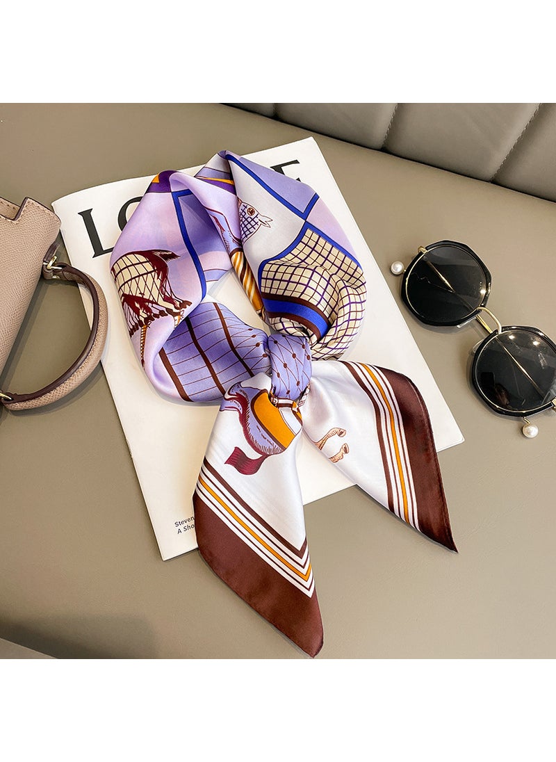 Generic - Blue White Silk Scarf 2023 Summer Thin Elegant FashionCaribbean-pink Caribbean-pink - Image 1