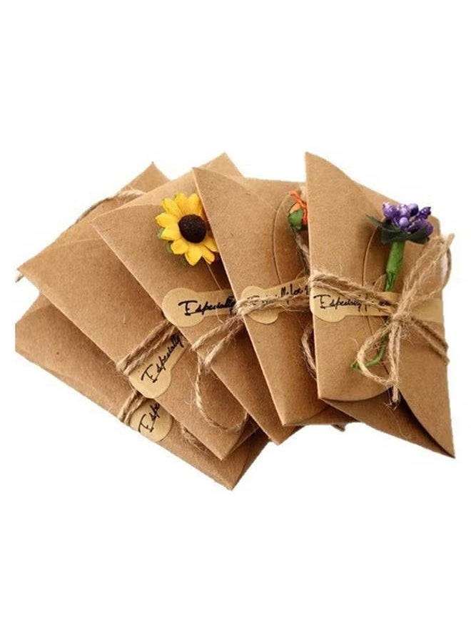 5Pcs Handmade Dried Flower Cards with Envelopes - Sunflower, Lavender, Rose Bouquet | DIY All-Occasion Greeting Cards for Birthday, Wedding, Gift Giving - Image 2