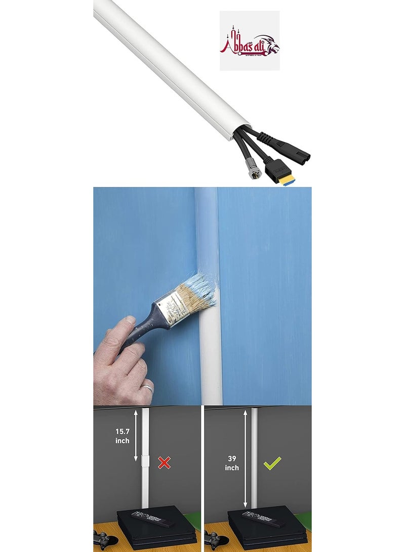 ABBASALI ABBASALI White Cable Raceway On-Wall Cord Cover | 1 Meter Medium Paintable Channel to Hide and Conceal Cords, Cables, or Wires | Cable Management | 30mm (W) x 15mm (H)  - Image 2