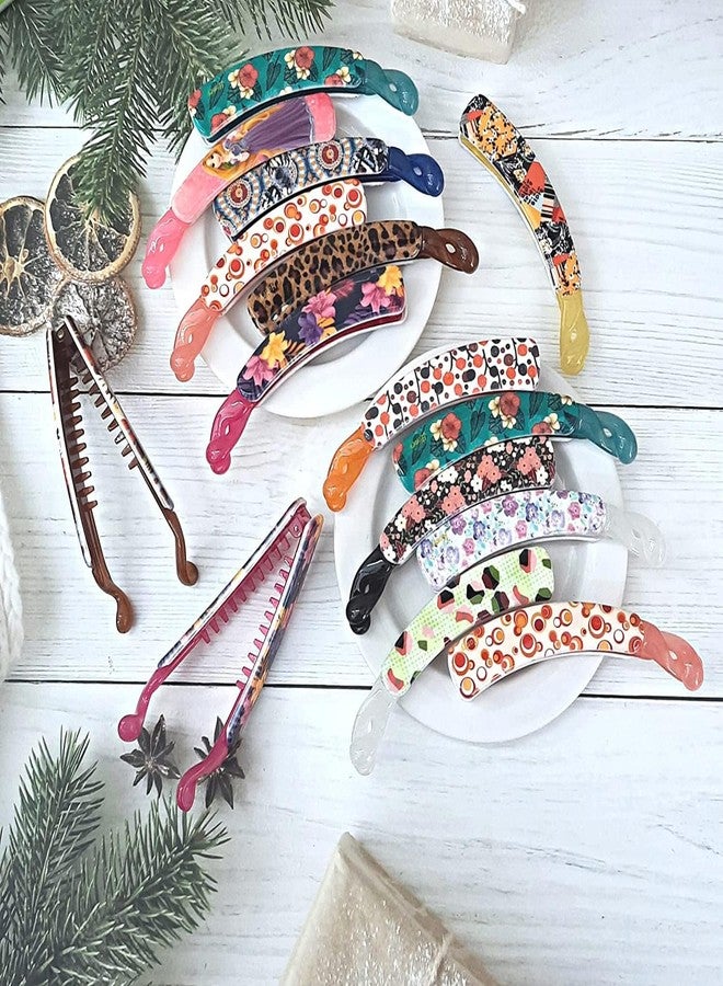 S K Emporium 3-Pack Banana Hair Clips – Random Colors & Surprise Designs | Durable Plastic Ponytail Holders for Women & Girls | Trendy Multicolor Hair Accessories - Image 3