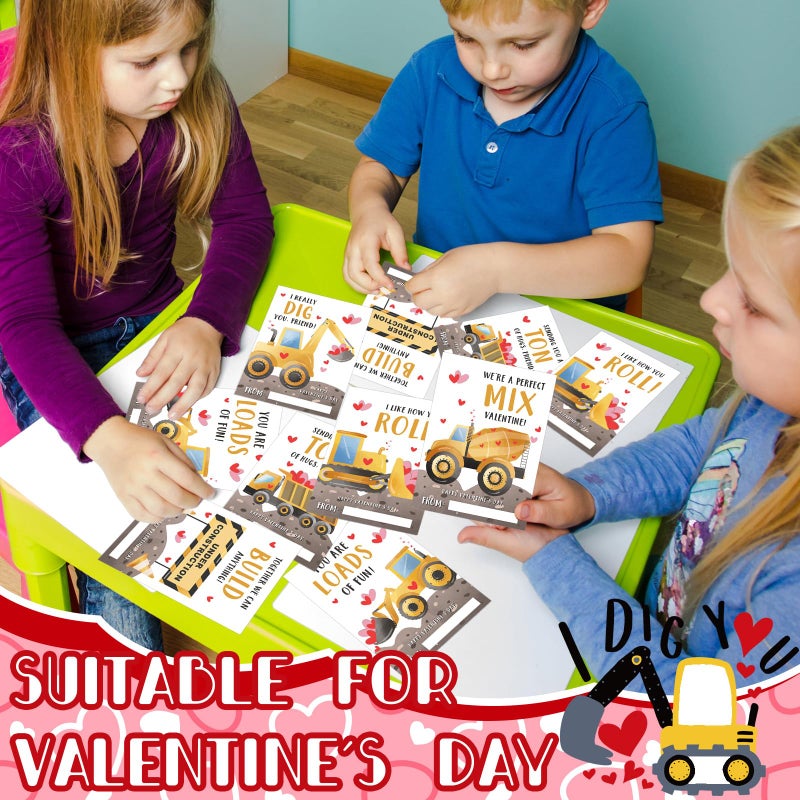 Demonwer 24 Pcs Valentine's Day Cards Construction Truck Greeting Cards Valentine's Day Gift Tags Exchange Gifts for Holiday Party Favor - Image 4