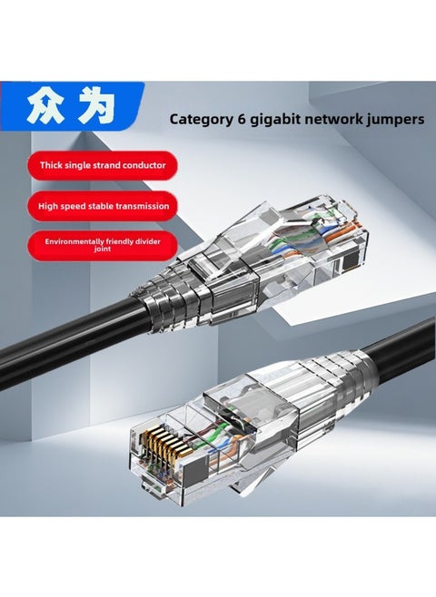 Household Network Cable Six Types Of Unshielded Network Cable Six Types Of Gigabit Finished Network Cable RJ45 Crystal Head Computer Network Cable-Color:Internet Access Non-stop Upgraded Model 6 Types Of Network Cables - Black-Line Length:5m