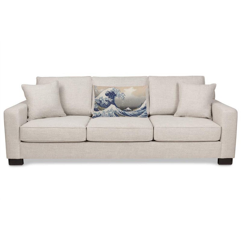 EKOBLA Throw Pillow Cover The Great Wave of Kanagawa Japanese Traditional Oriental Pattern Sea Waves Natural Decor Lumbar Pillow Case Cushion for Sofa Couch Bed Standard Queen Size 20x30 Inch - Image 3