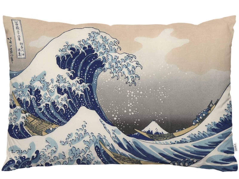 EKOBLA Throw Pillow Cover The Great Wave of Kanagawa Japanese Traditional Oriental Pattern Sea Waves Natural Decor Lumbar Pillow Case Cushion for Sofa Couch Bed Standard Queen Size 20x30 Inch - Image 1