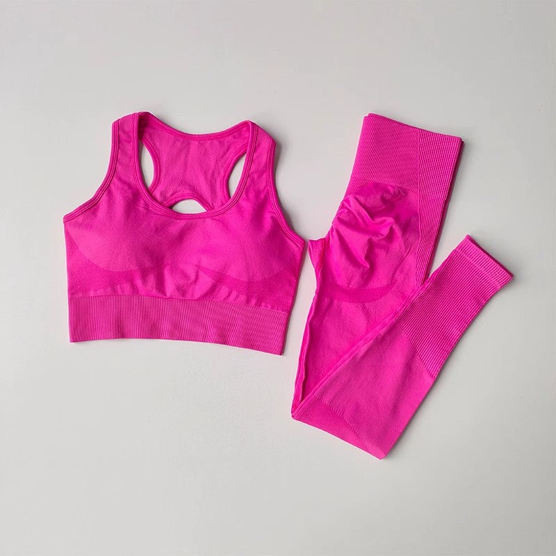 Seamless Womens Sportswear Yoga Fitness Set Camel  - Image 2