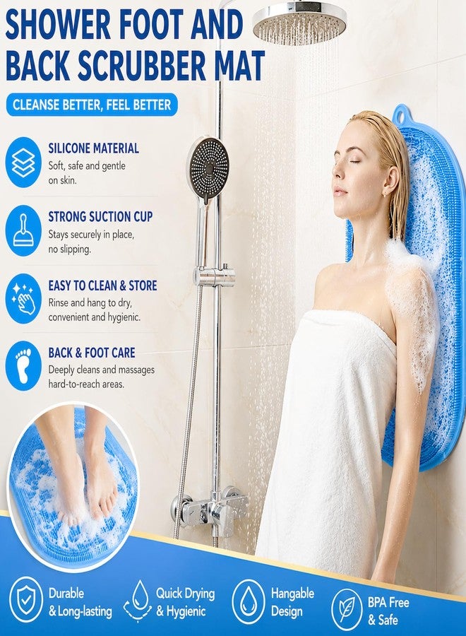 BARRYSAIL 21.3" Silicone Foot & Back Scrubber Mat, Non-Slip Suction Cups Blue - Image 5