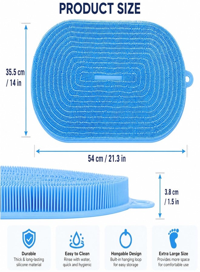 BARRYSAIL 21.3" Silicone Foot & Back Scrubber Mat, Non-Slip Suction Cups Blue - Image 2