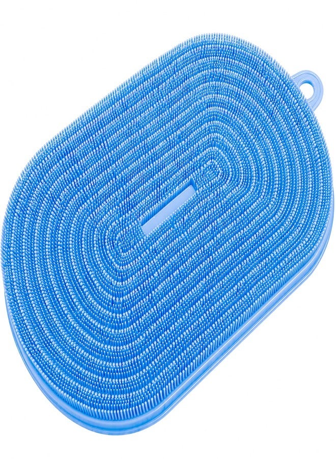 BARRYSAIL 21.3" Silicone Foot & Back Scrubber Mat, Non-Slip Suction Cups Blue - Image 1