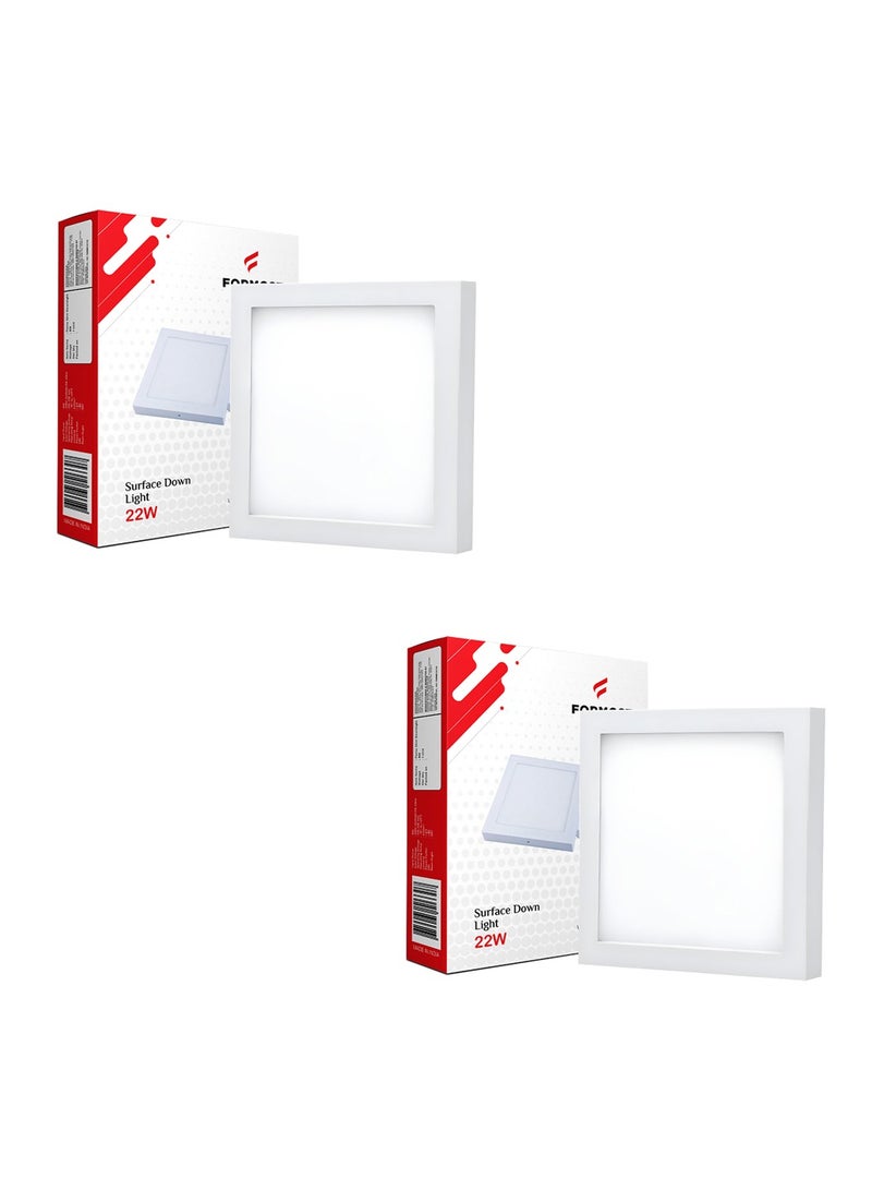 FORMOST FORMOST Surface Down Light LED Square 22W| Surge Protection Upto 4KV | Long Lasting Downlighter for Home Shops and Hotels Ceiling | Durable and Sustainable | 2 Years Warranty | Warm White | Pack of 2  - Image 1