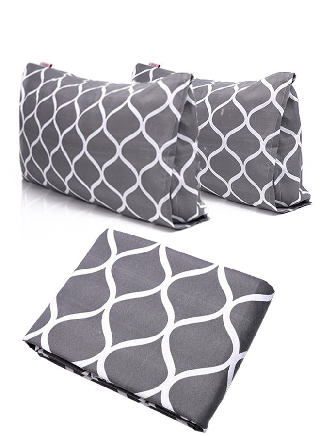 سنوز طقم ملاية سرير باستيك 3قطع، 160*200سم + 2 كيس مخدة إضافي، تصميم جراي ويفز - Image 1