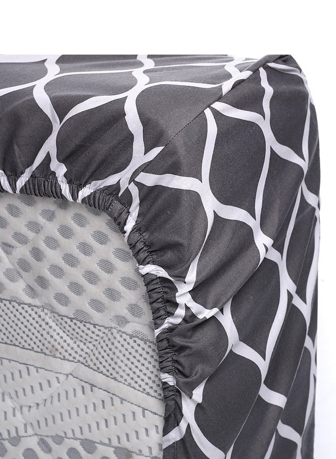 سنوز طقم ملاية سرير باستيك 3قطع، 160*200سم + 2 كيس مخدة إضافي، تصميم جراي ويفز - Image 3