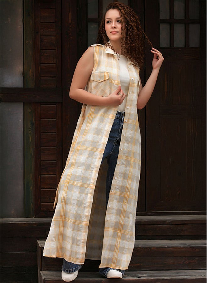 Ship Master Sleeveless Plaid Dress – Long, Front-Open with a Modern and Comfortable Style  - Image 2