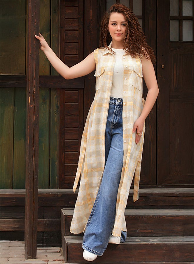 Ship Master Sleeveless Plaid Dress – Long, Front-Open with a Modern and Comfortable Style  - Image 1
