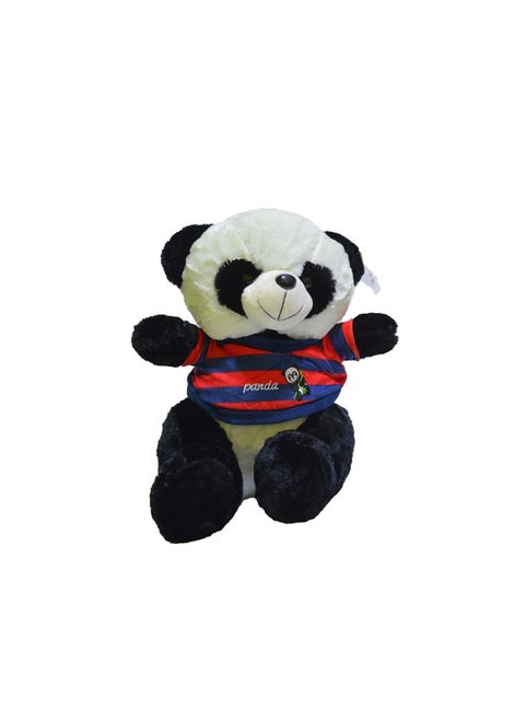Panda Teddy Wearing a Striped Shirt