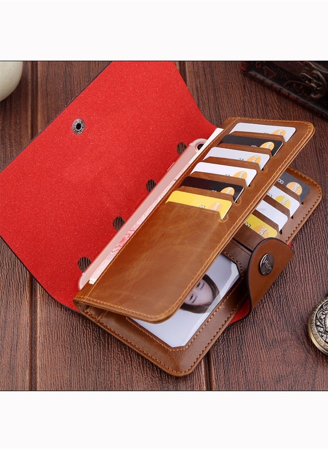 Generic - Premium Leather Wallet for Men with Multi-Card Capacity RFID Blocking Cash Compartments Design Men's Long Genuine Leather Wallet with Wrist Strap Design Card Slots and Money Holder Durable 19.6x9.6x1.8CM Brown - Image 1