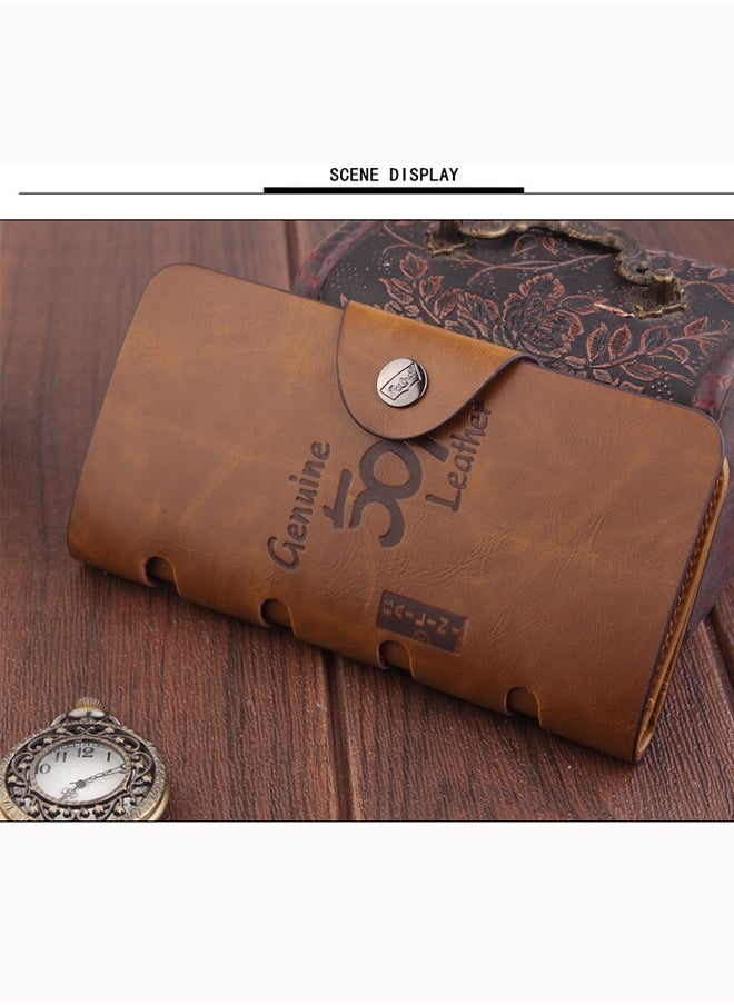 Generic - Premium Leather Wallet for Men with Multi-Card Capacity RFID Blocking Cash Compartments Design Men's Long Genuine Leather Wallet with Wrist Strap Design Card Slots and Money Holder Durable 19.6x9.6x1.8CM Brown - Image 1